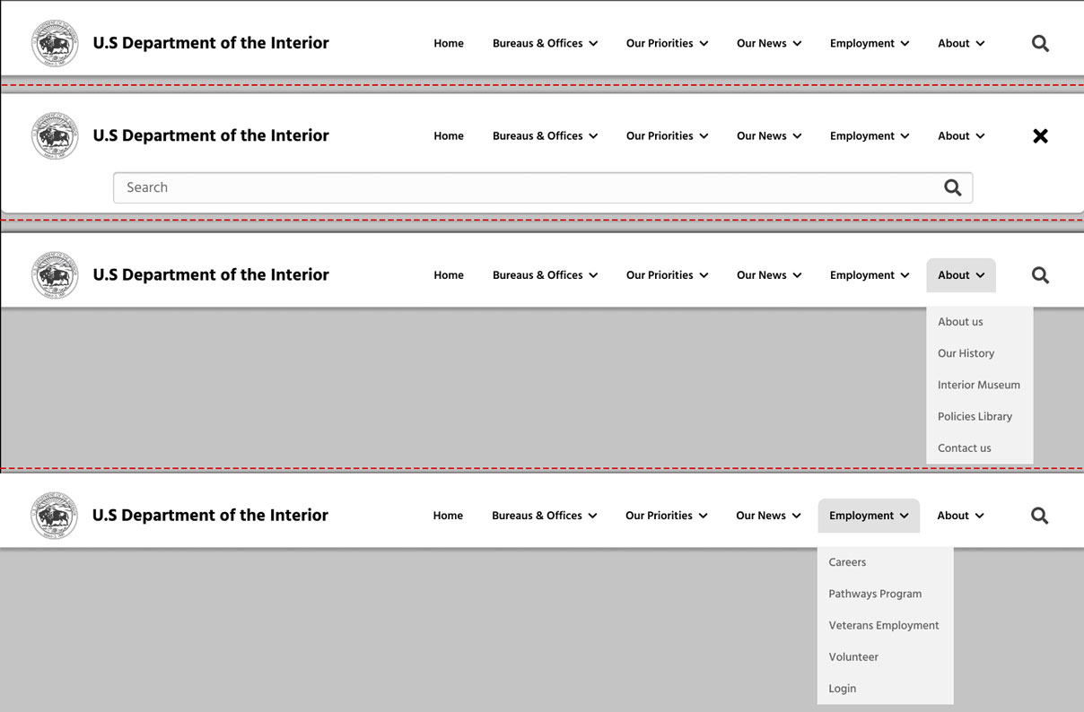 Main Menu Wireframes