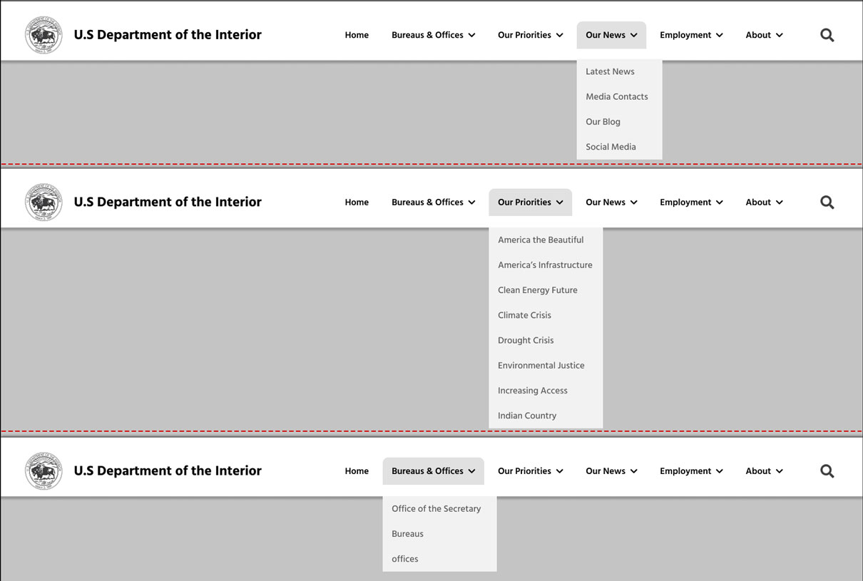 Main Menu Wireframes